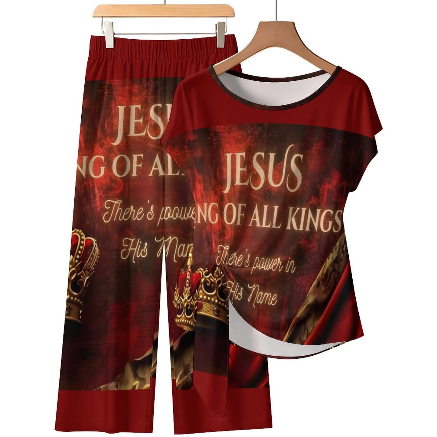 150gsm Strap Top Wide Leg Pants Set(All-Over Printing)