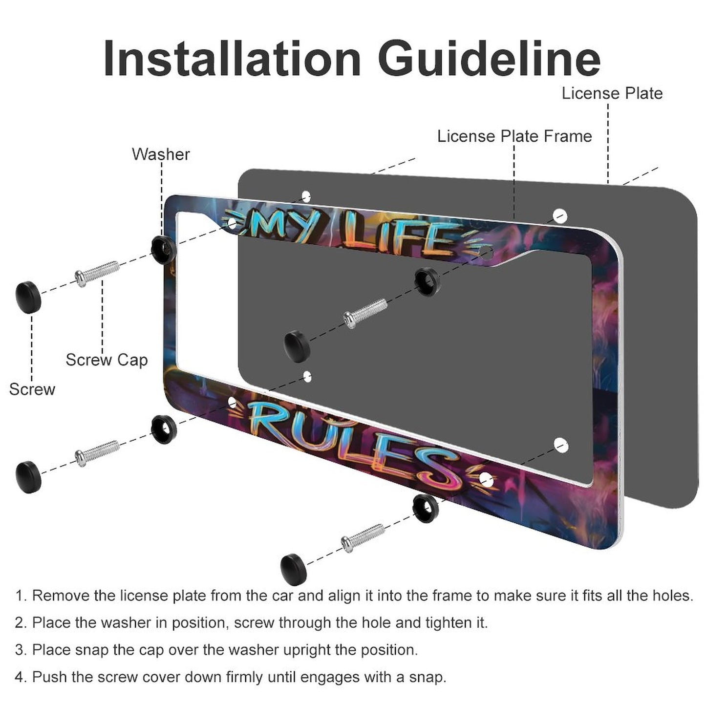 License Plate Frames with 4 Round Holes (1 Pair)