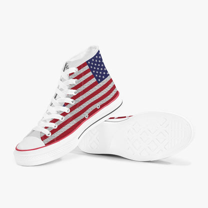 USA FLAG High-Top White Sneakers