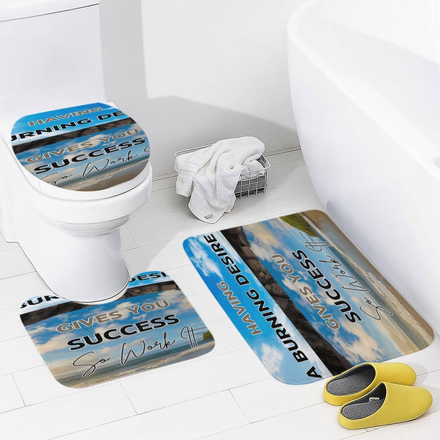 Coral Velvet Restroom Rug Set of 3-15.7"x23.6"/ 40x60cm