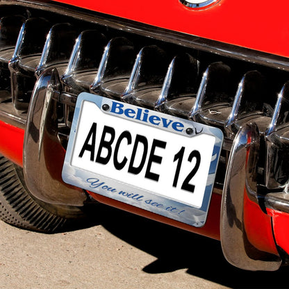 License Plate Frames with 2 Round Holes (1 Pair)-BELIEVE