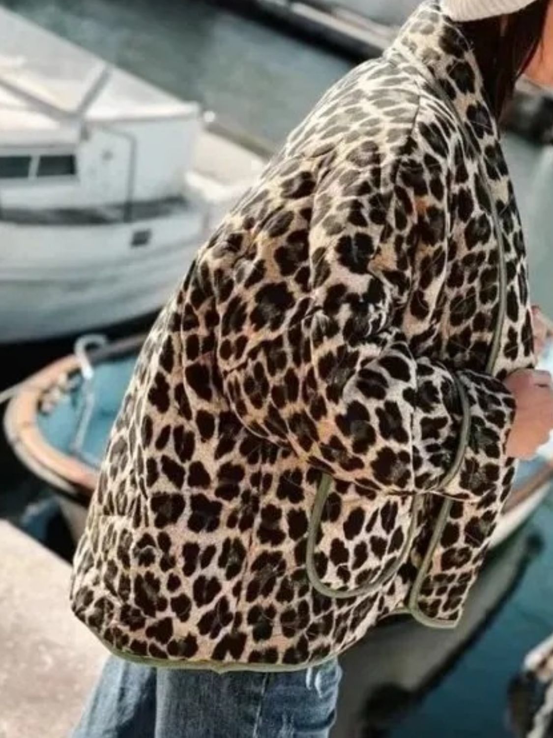 Leopard Open Front Long Sleeve Coat (leopard/black)-S/M/L