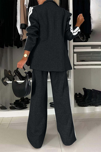 Pant Suit Set (light grey/royal blue/black/white/french blue/mauve/green)-SMALL-3XL