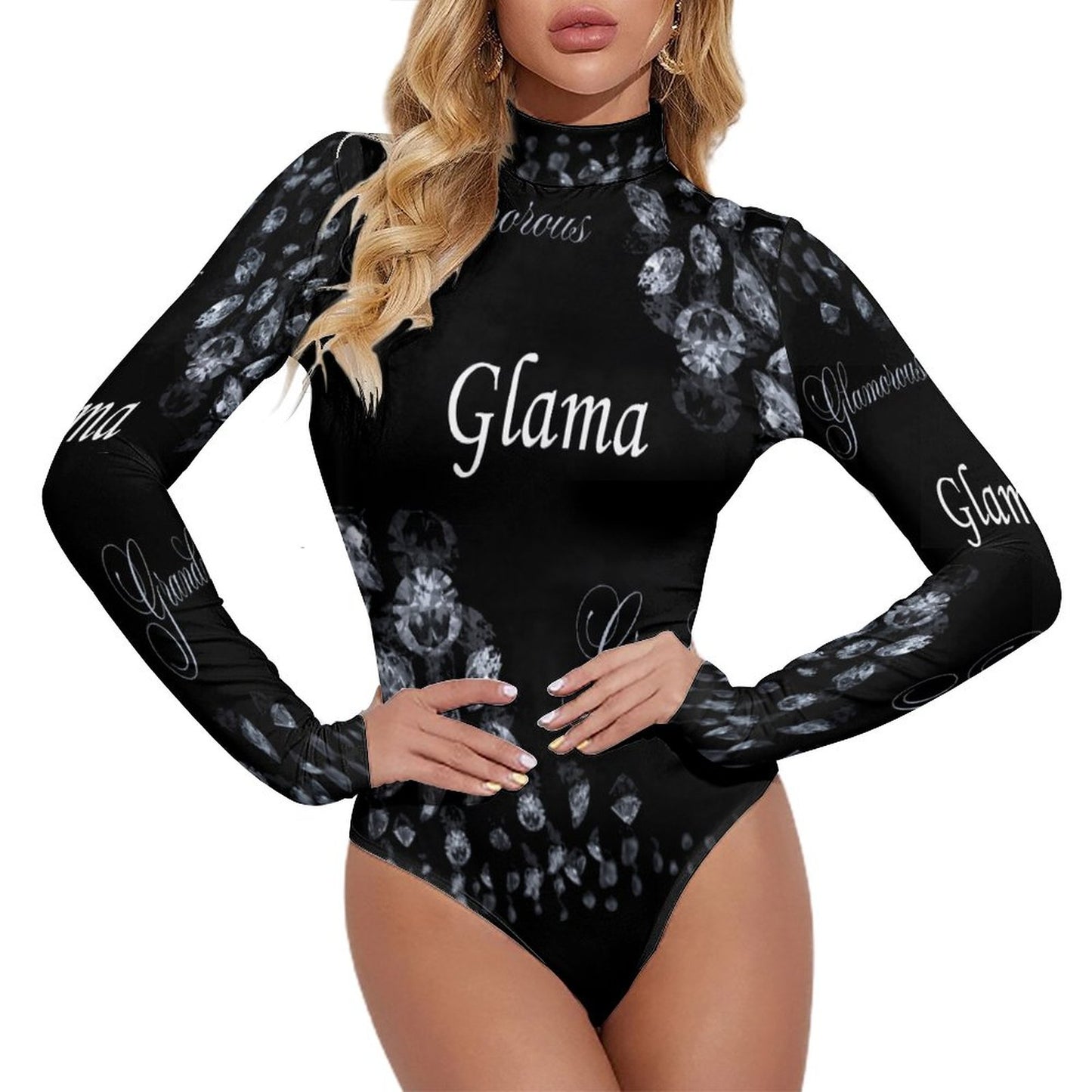 High-collar Long-sleeve Bodysuit NZ056 (All-Over Printing)