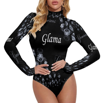 High-collar Long-sleeve Bodysuit NZ056 (All-Over Printing)