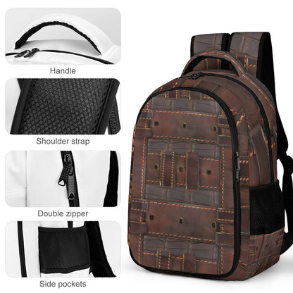 RUGGED LEATHER BUCKLE Print Backpack