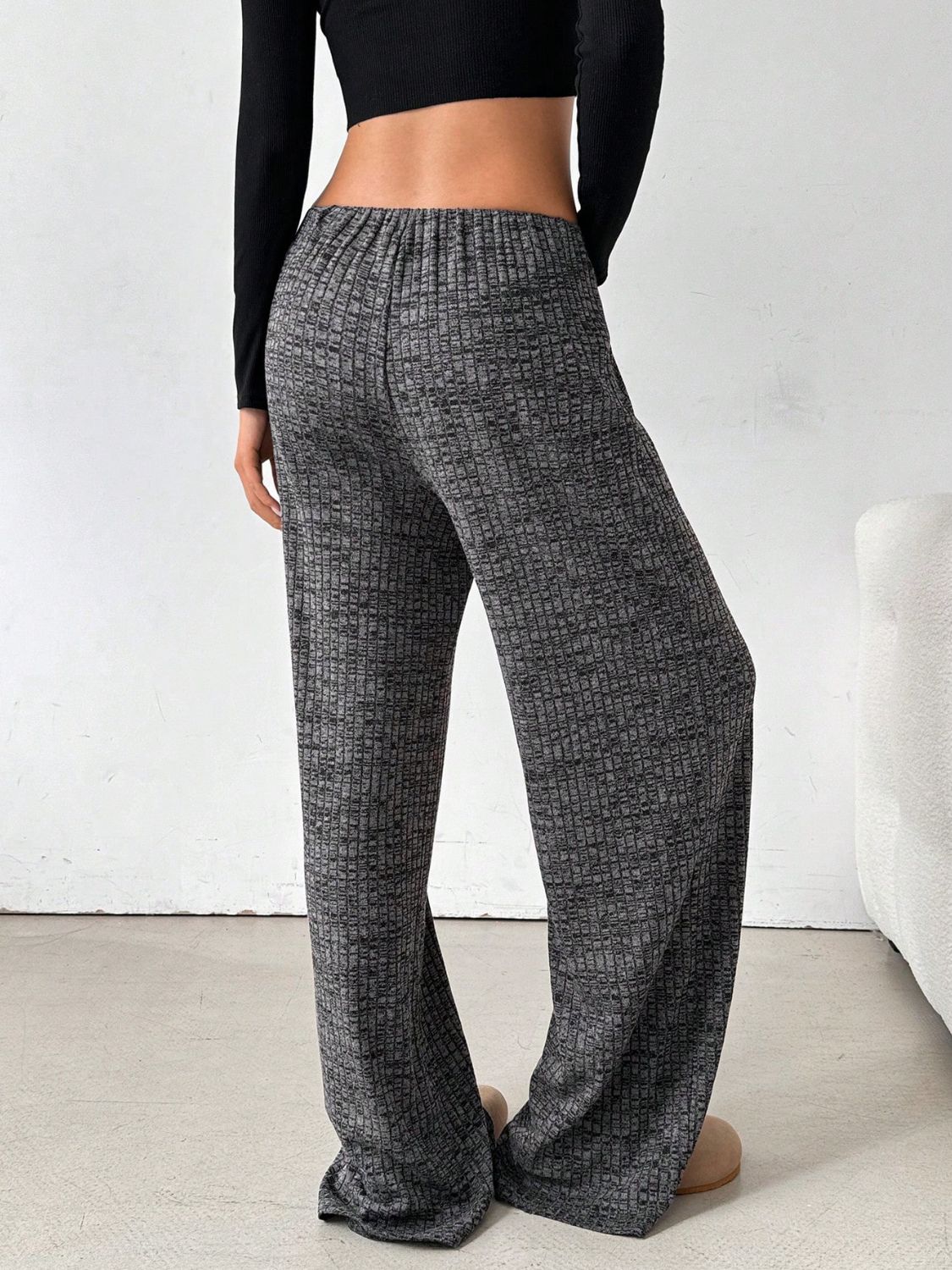 Tied Striped Wide Leg Pants (pink/grey/black/blue/taupe)-SMALL-2XL