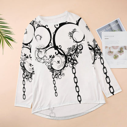 Custom Women's Long Sleeve U-Neck T-Shirts (All-Over Printing)