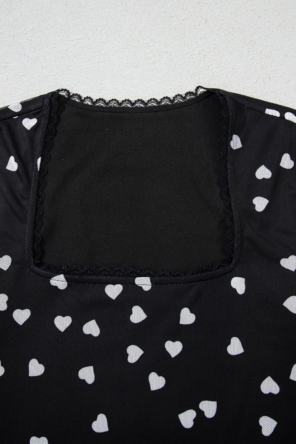 Heart Square Neck Long Sleeve Bodysuit-S-XL