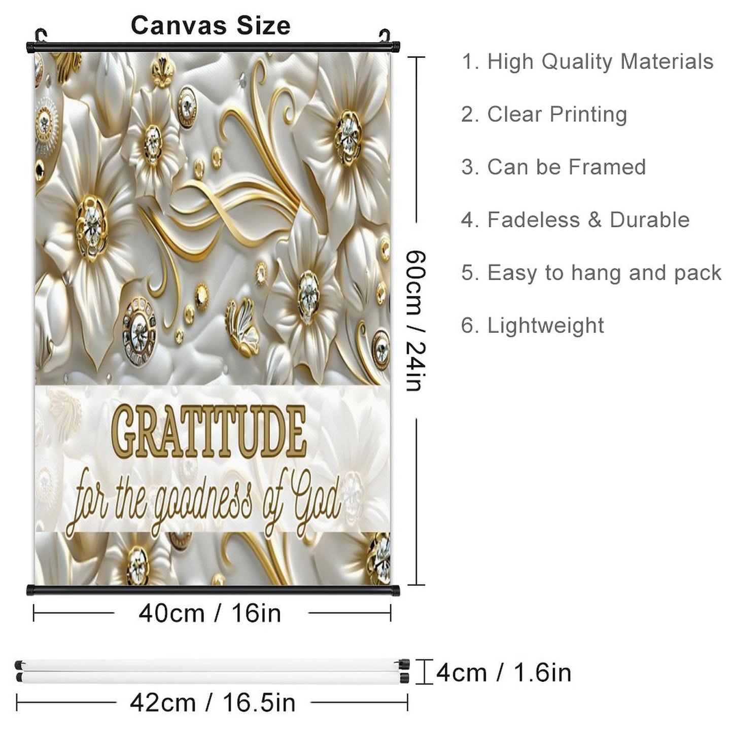 Canvas Hanging Poster with Scrolls-16"x24"/ 40x60cm