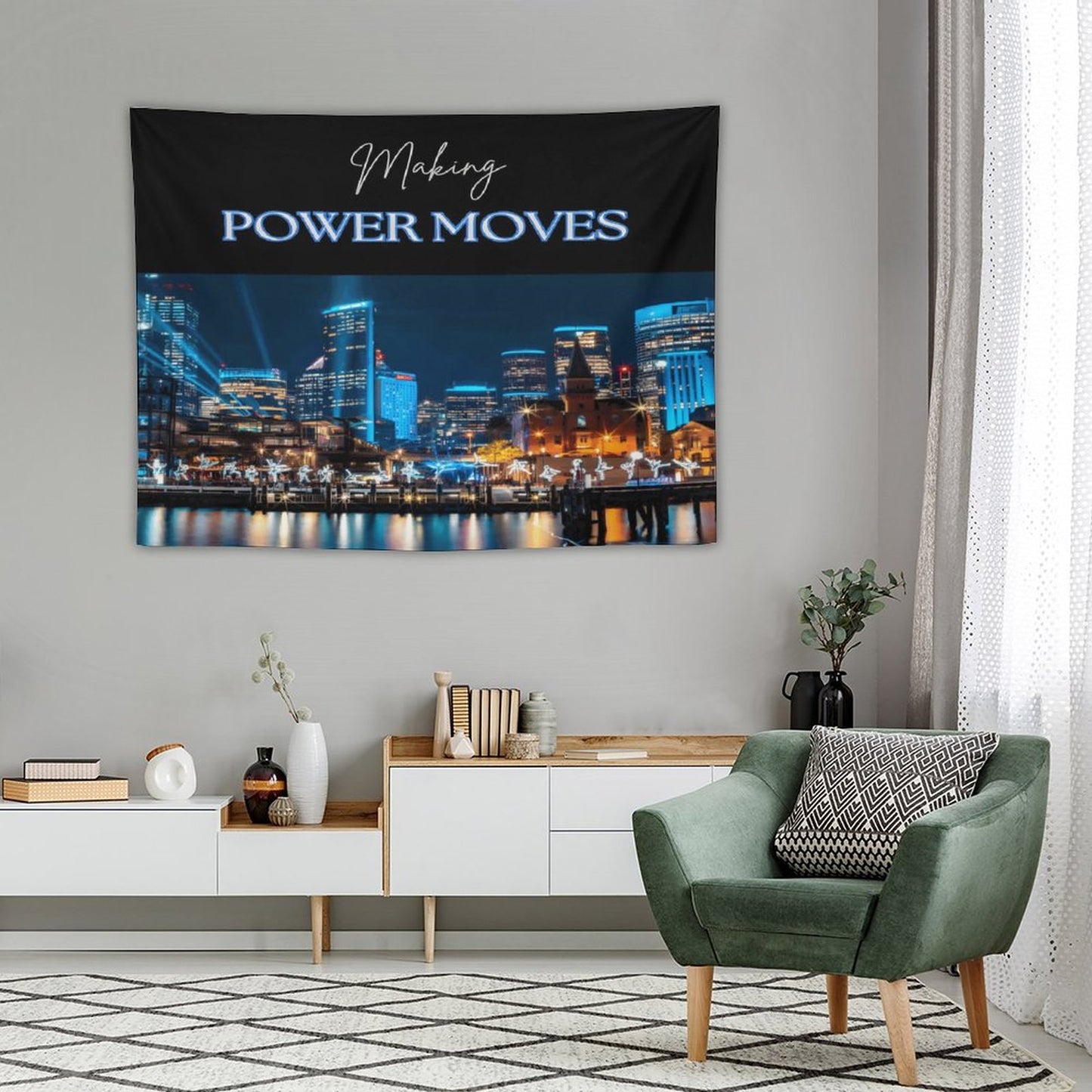 MAKING POWER MOVES Horizontal Tapestry--30x40 in/ 40x60 in