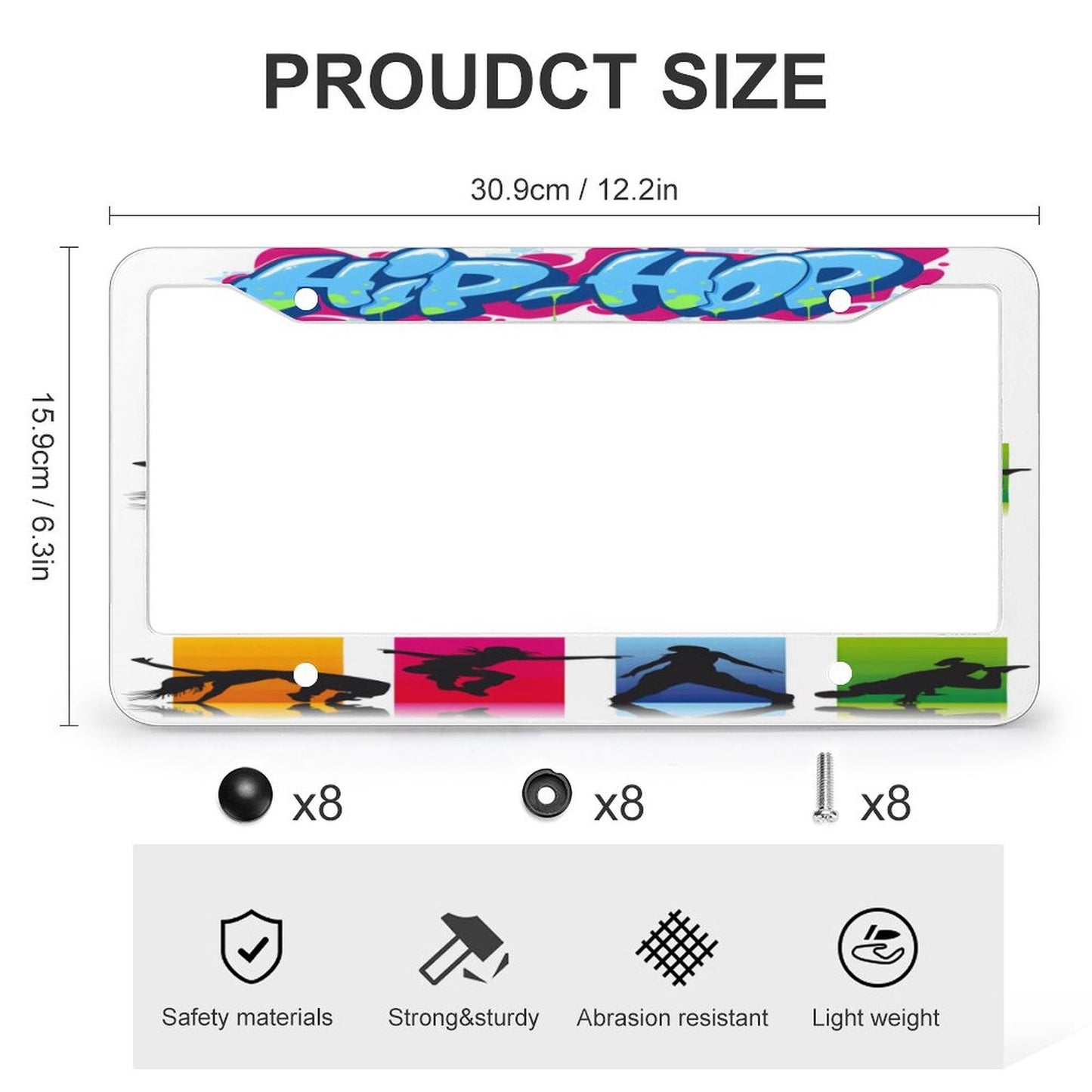 License Plate Frames with 4 Round Holes (1 Pair)