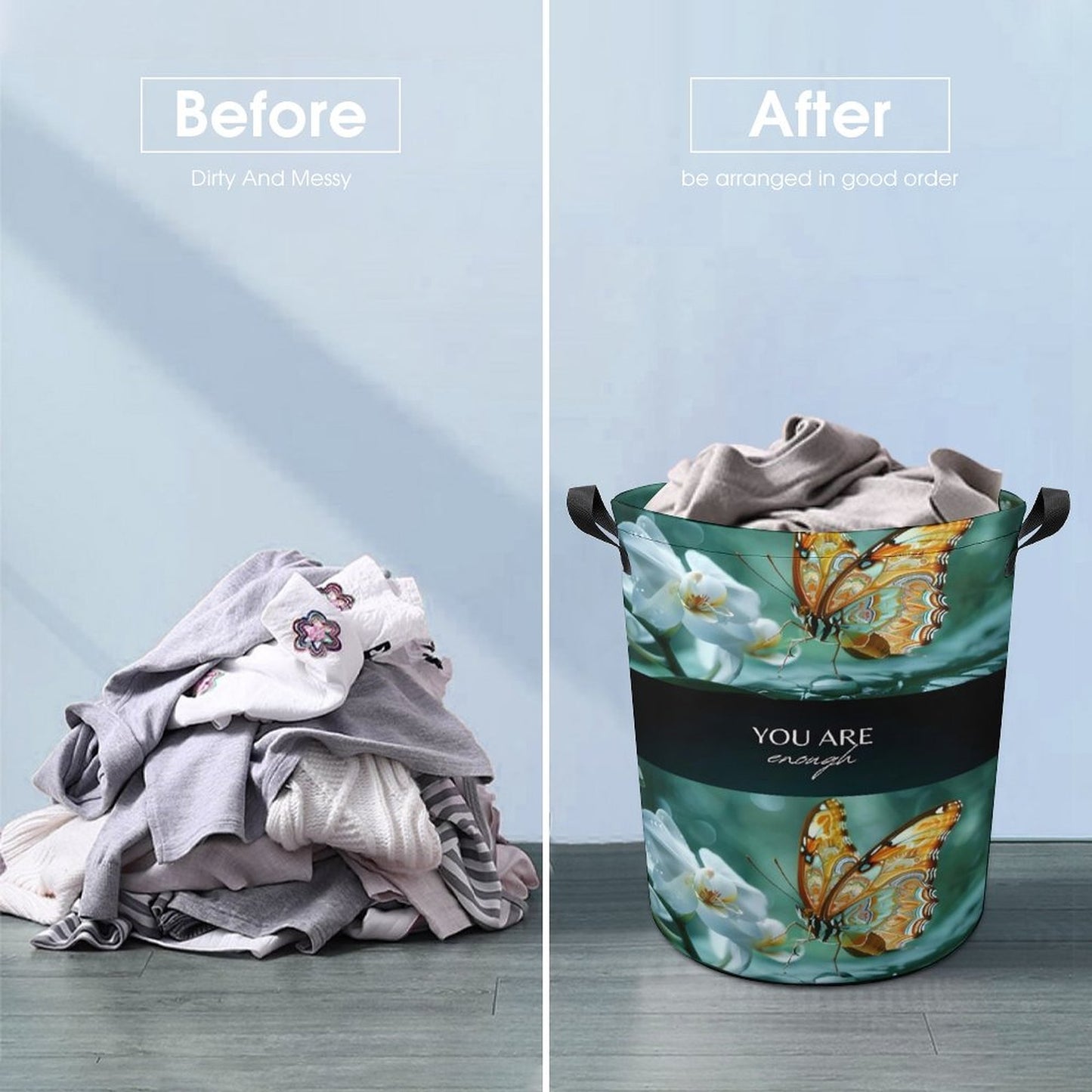 Oxford Collapsible Laundry Basket-YOU ARE ENOUGH