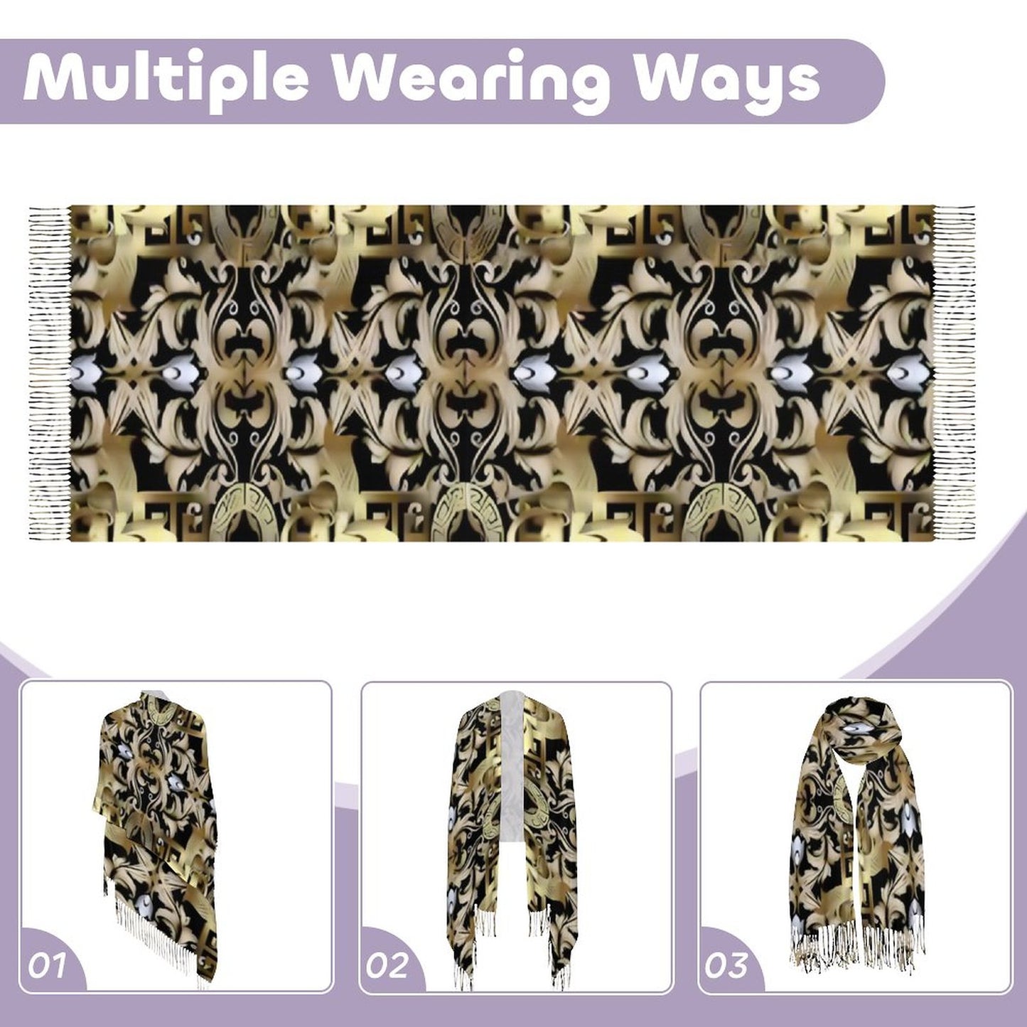 Cashmere-like Tassel Scarf (All-Over Printing)