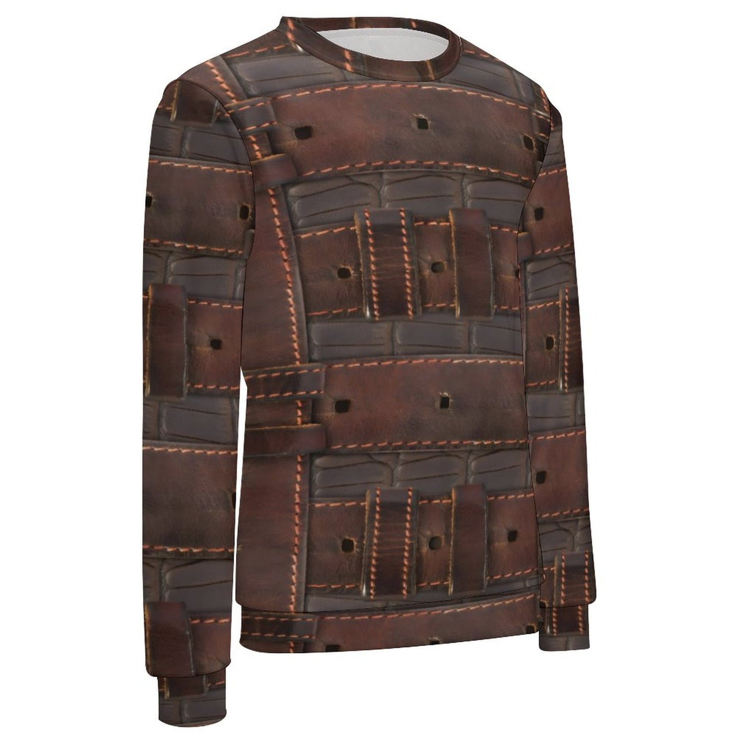 RUGGED LEATHER BUCKLE Print Round Neck Men's Sweatshirt-SMALL-5XL