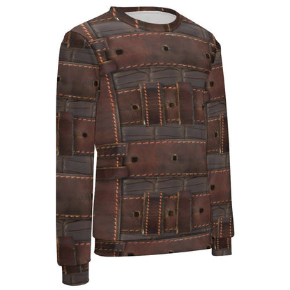 RUGGED LEATHER BUCKLE Print Round Neck Men's Sweatshirt-SMALL-5XL