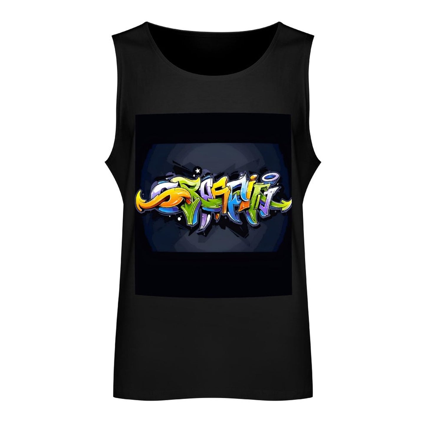 COLORFUL GRAFFITI Men's Cotton Tank Top-SMALL-5XL
