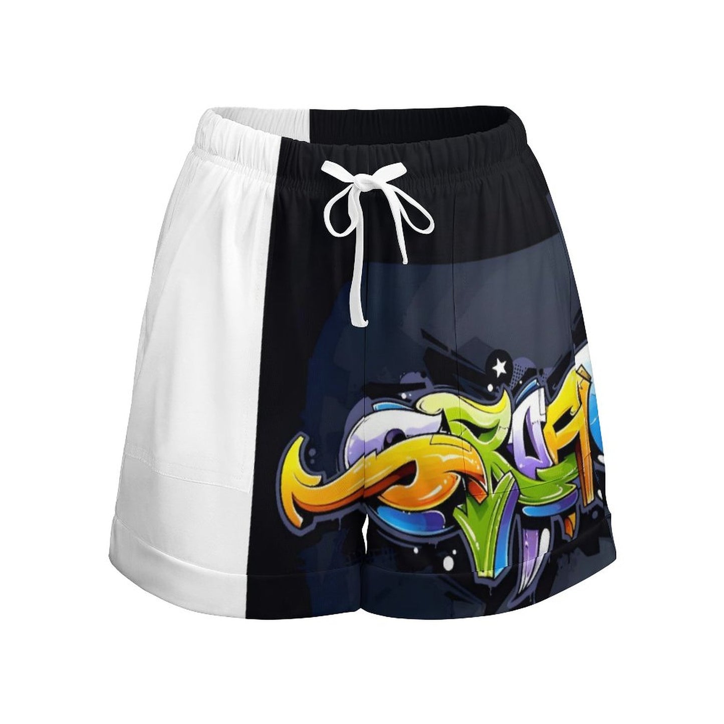 COLORFUL GRAFFITI Loose High Waisted Shorts-SMALL-3XL