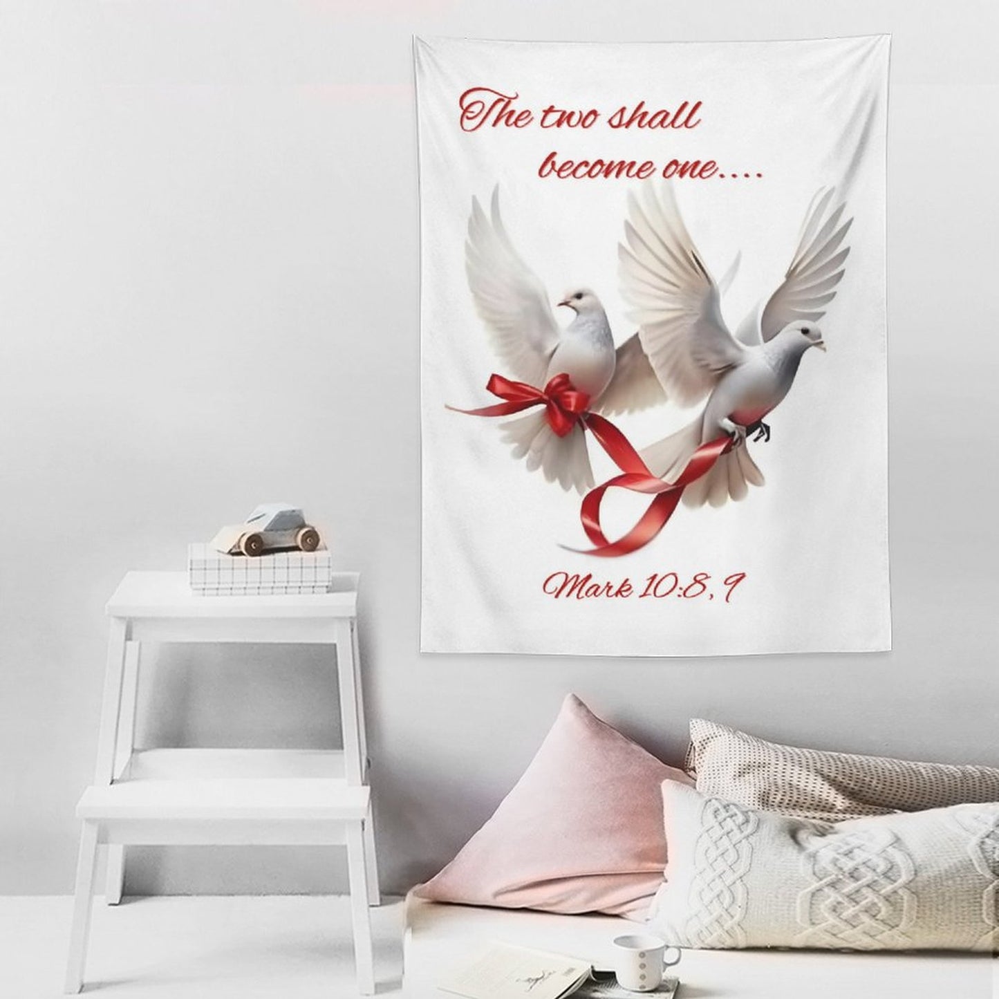 Wall Art with Vertical Tapestry