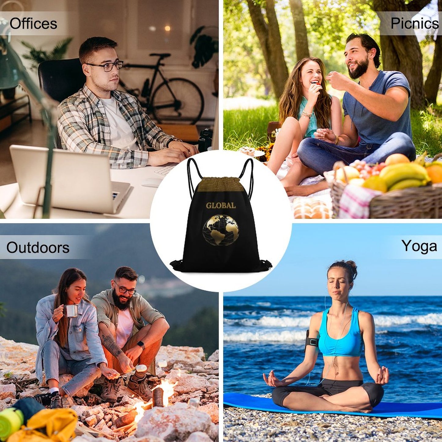 Custom Drawstring Bags with Waffle Cloth Designs