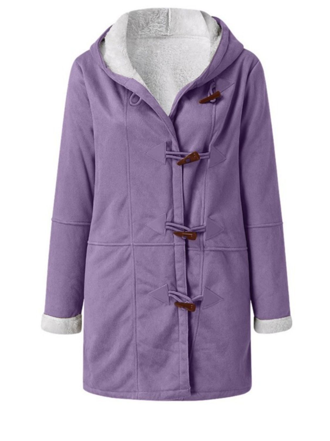Full Size Pocketed Long Sleeve Hooded Toggle Jacket (many colors) -*SMALL-5XL