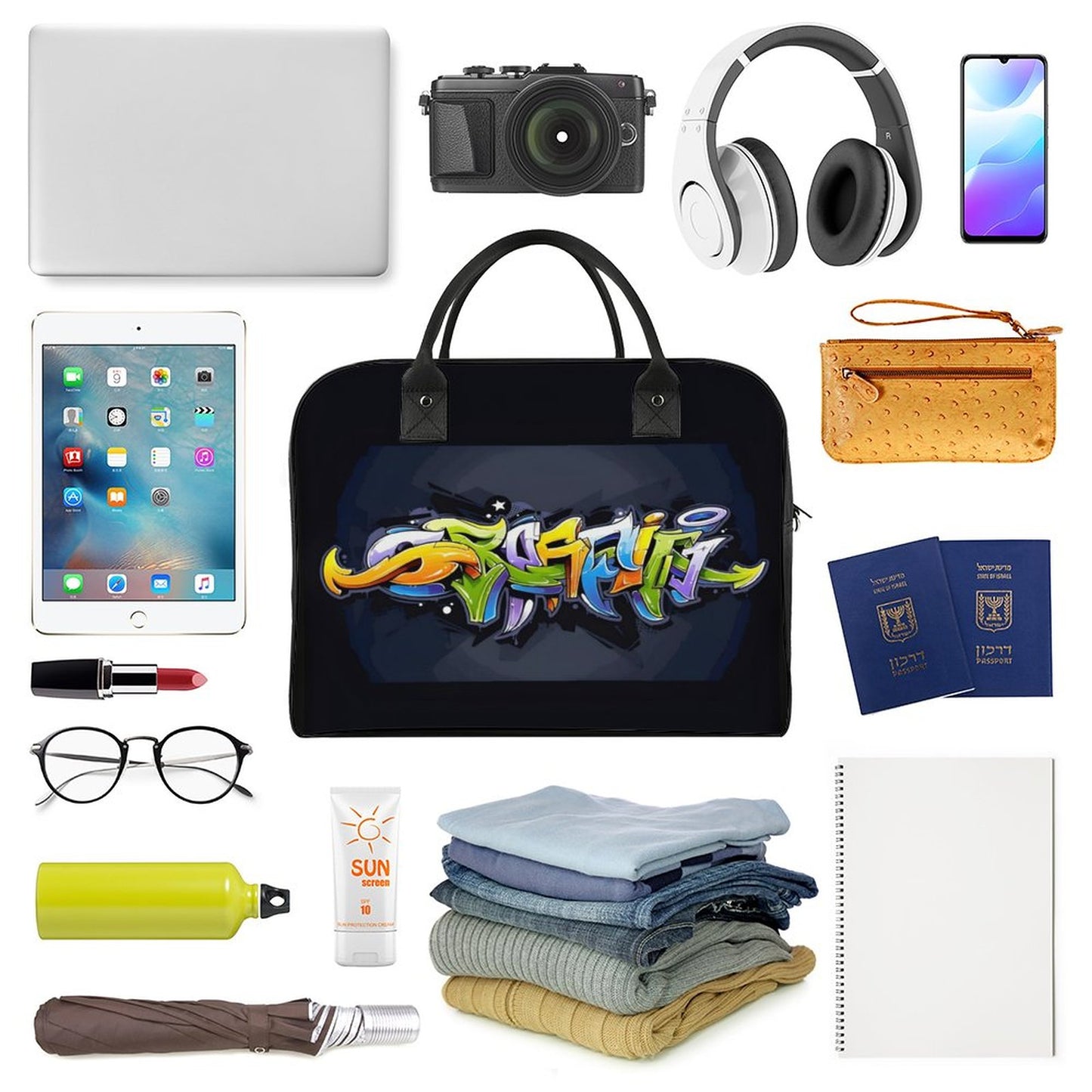 COLORFUL GRAFFITI Travel Bag with double zippers (waterproof)