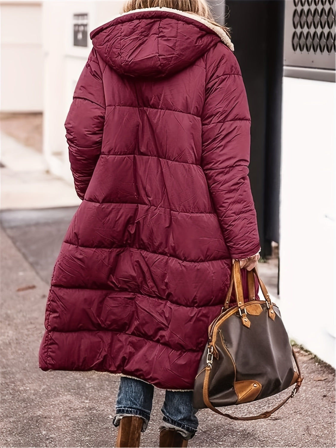 Full Size Zip Up Hooded SHERPA REVERSIBLE Coat (burgundy/black/brown/blue/grey/green)-SMALL-5XL