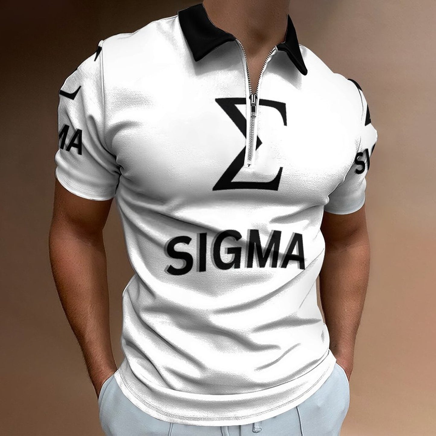 Men's Short Sleeve POLO Shirt with Zipper B470 (All-Over Printing)