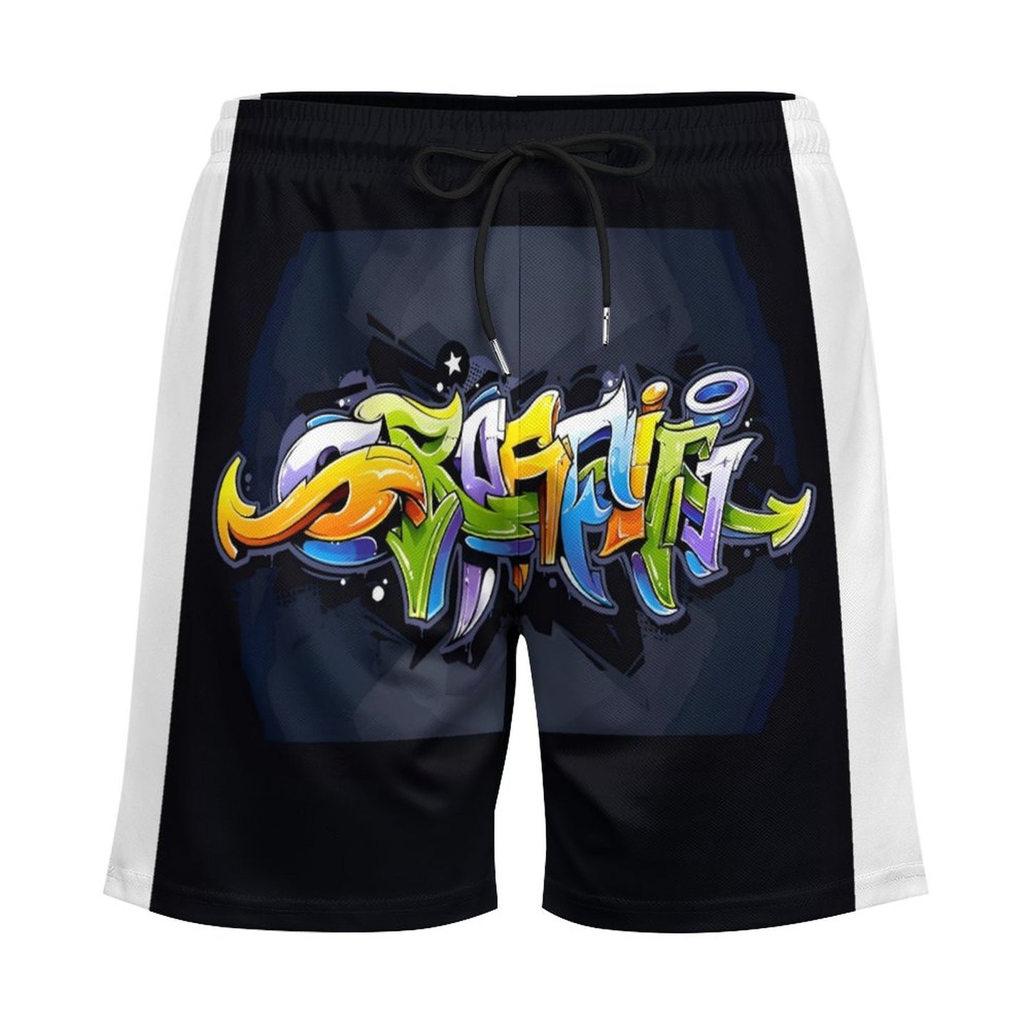 COLORFUL GRAFFITI Men's Beach/GYM Shorts with 4 Pockets-SMALL-3XL