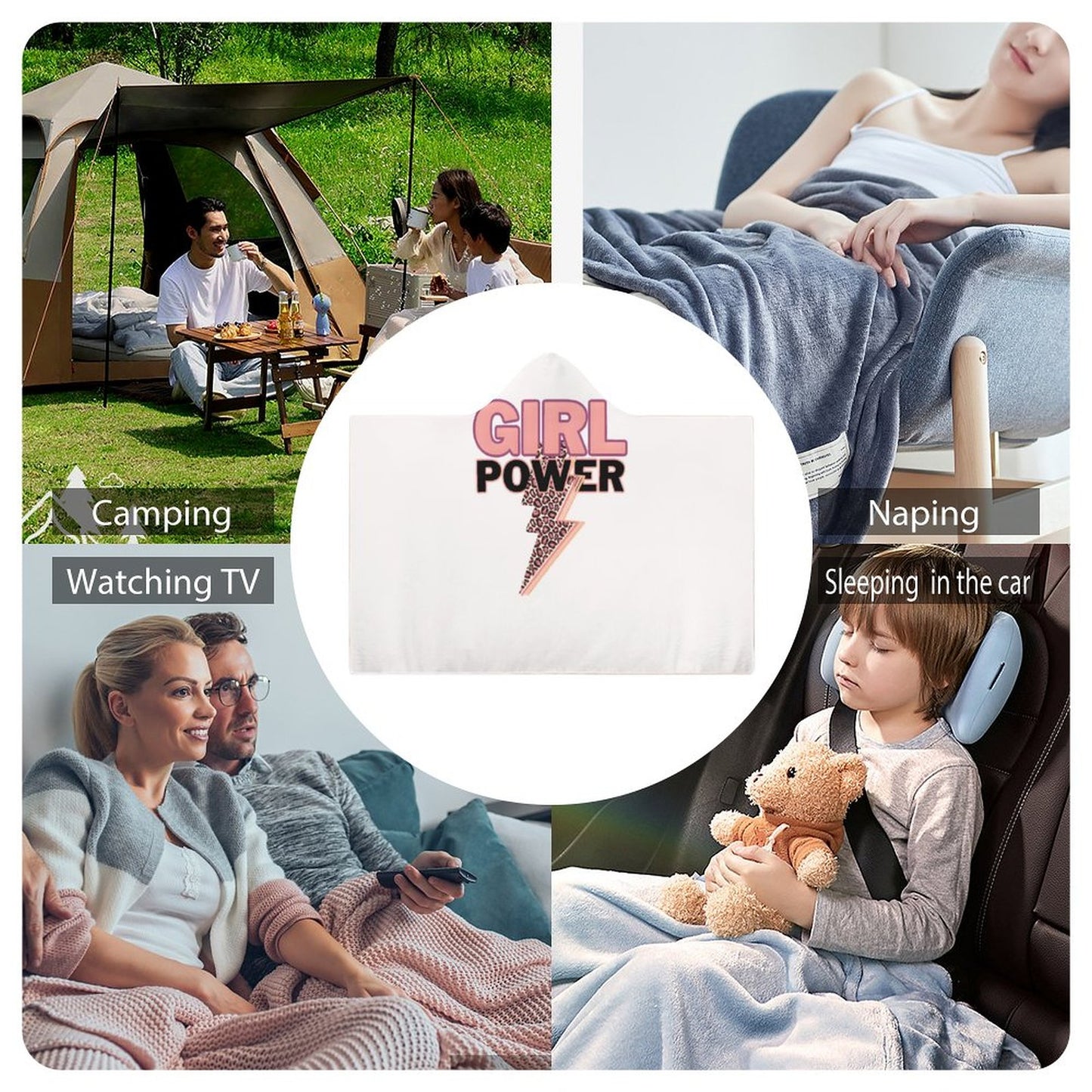 Wrap Hooded Blanket-60"x80"/ 150x200cm
