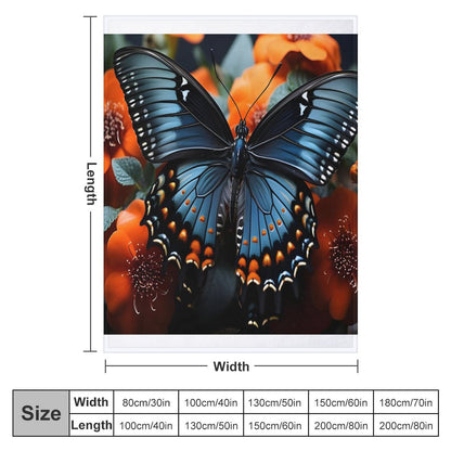 280gsm Flannel Blanket-60"x80" (Dual-sided Printing)-BLUE BUTTERFLY