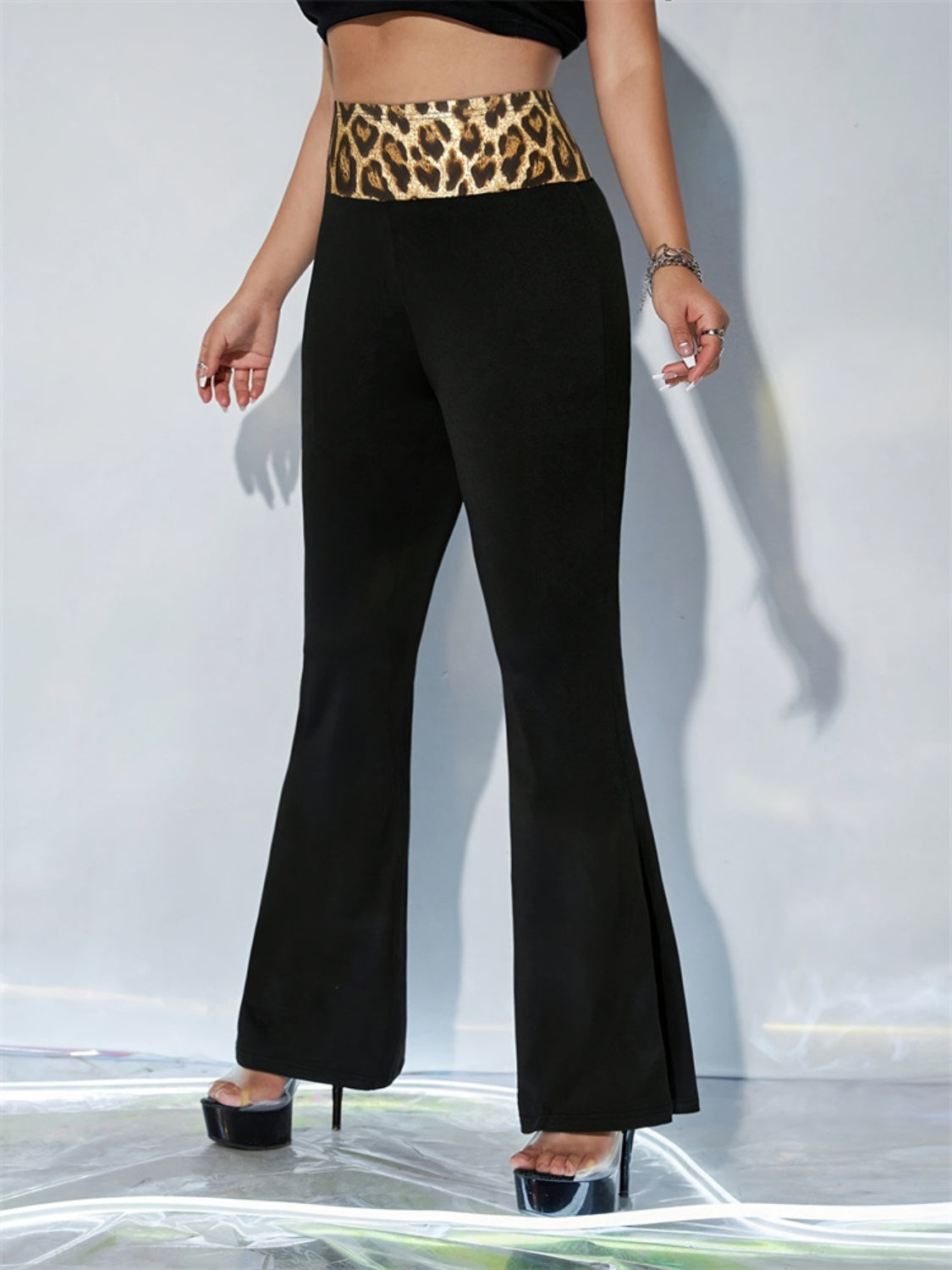 Leopard High Waist Flare Pants-SMALL-XL
