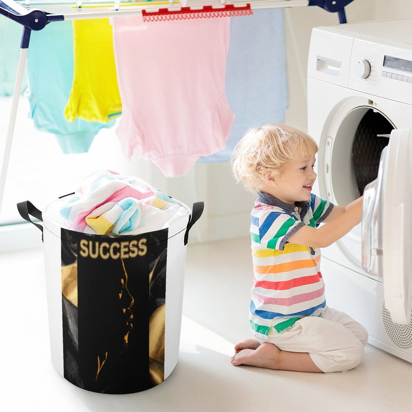 Drawstring collapsible Laundry Basket
