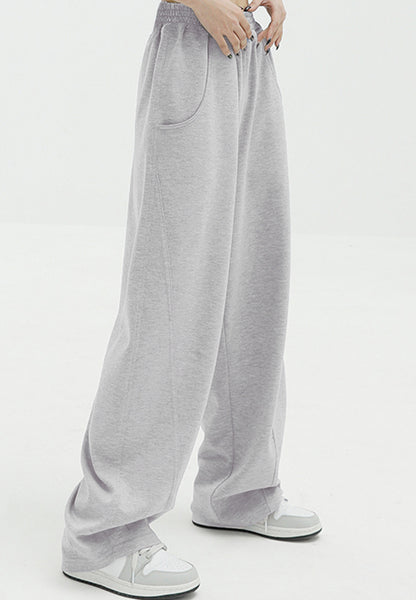 Elastic Waist Sweatpants with Pockets (black/tan/grey)-SMALL-2XL