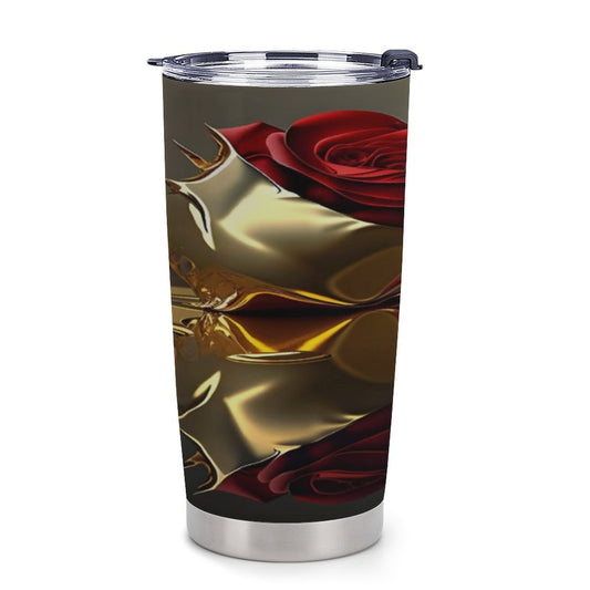 ROSE IN GOLD Car Travel Coffee Mug with Lid