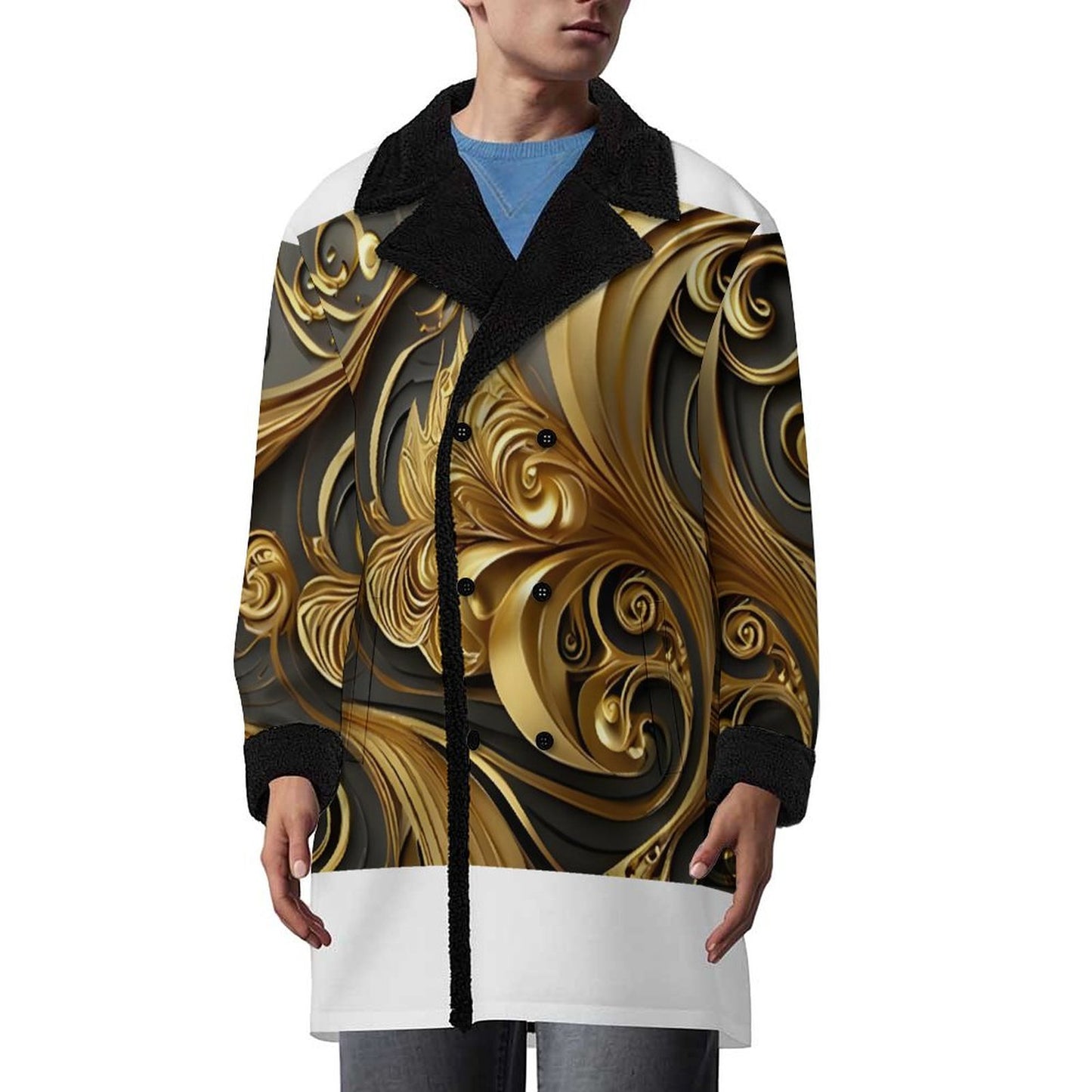 Double Breasted Suit Collar Trench Coat(All-Over Printing)