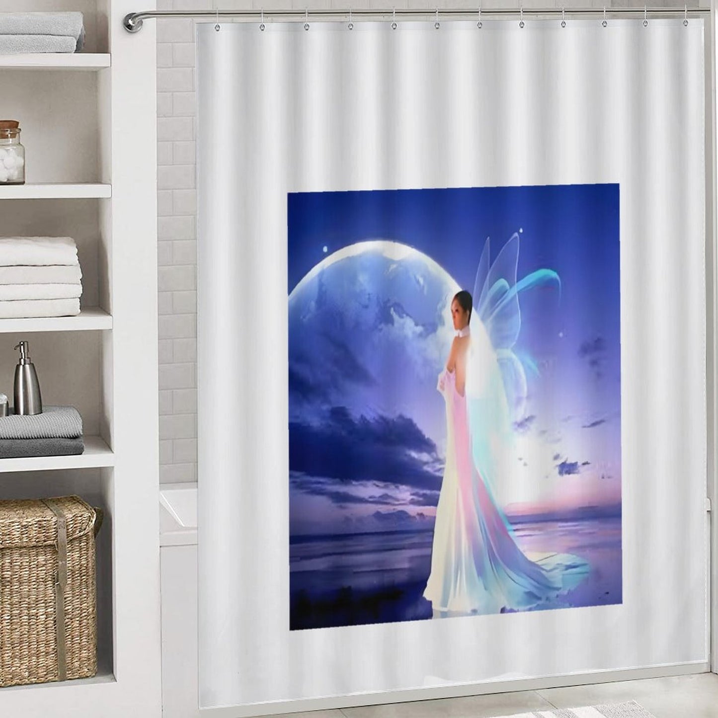 Shower Curtain Set with 3 Rugs