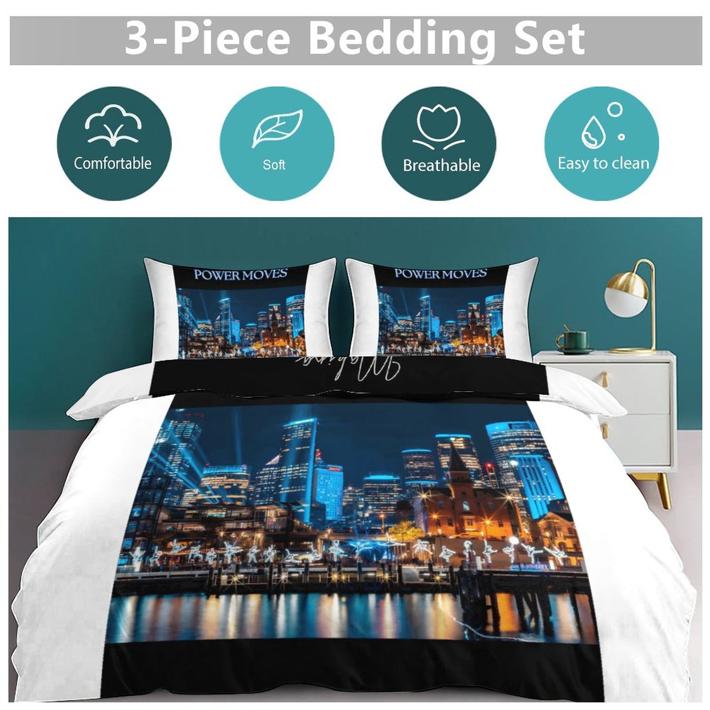 3-Piece Bedding Set-90"x90"/ 229x229cm (Dual-sided Printing)