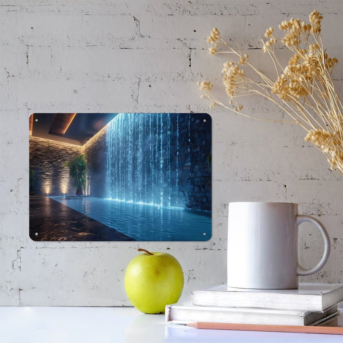 WALL WATERFALL Horizontal Metal Wall Art Tin Sign-5.5"x7.9"/14x20cm