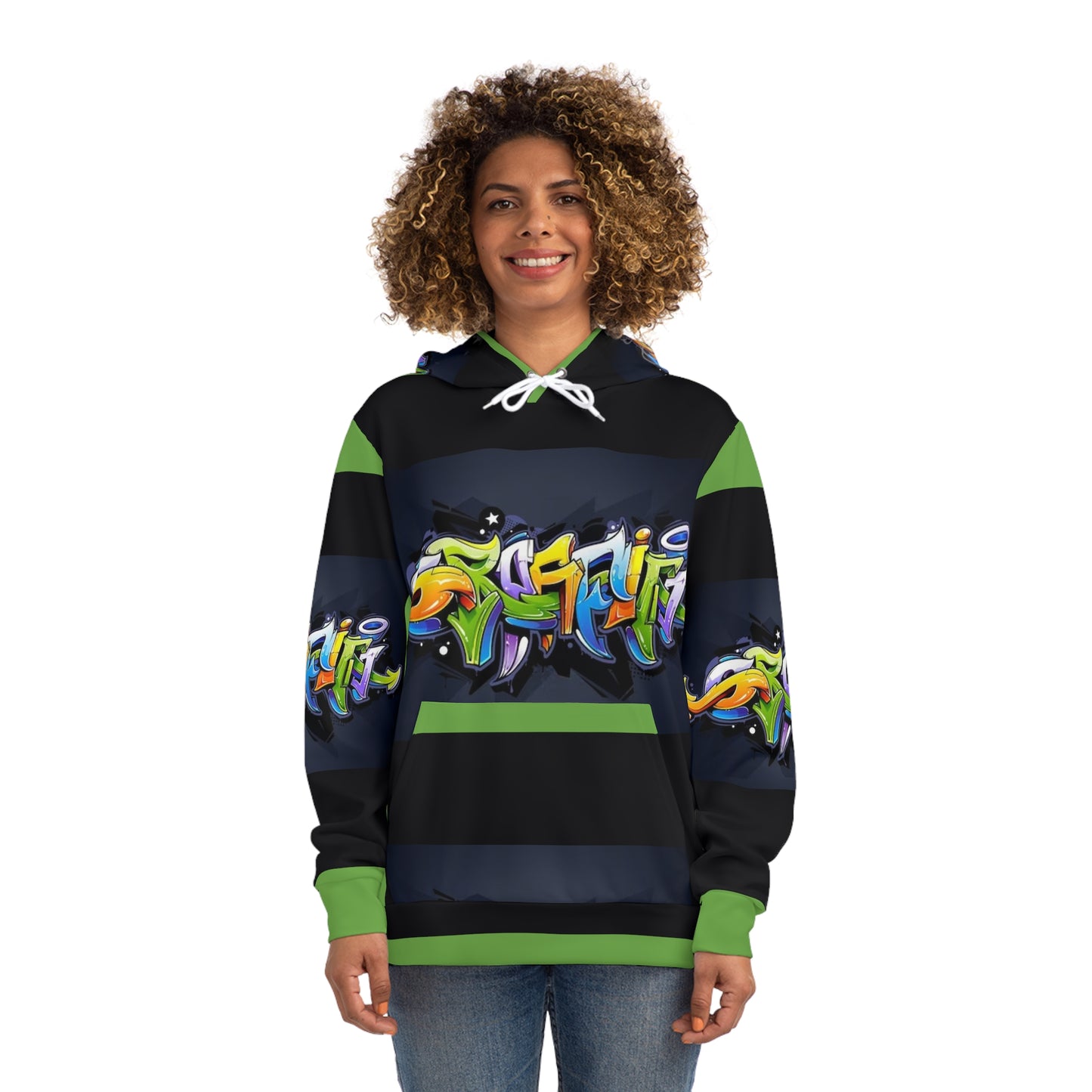 COLORFUL GRAFFITI UNISEX black/lime Fashion Hoodie