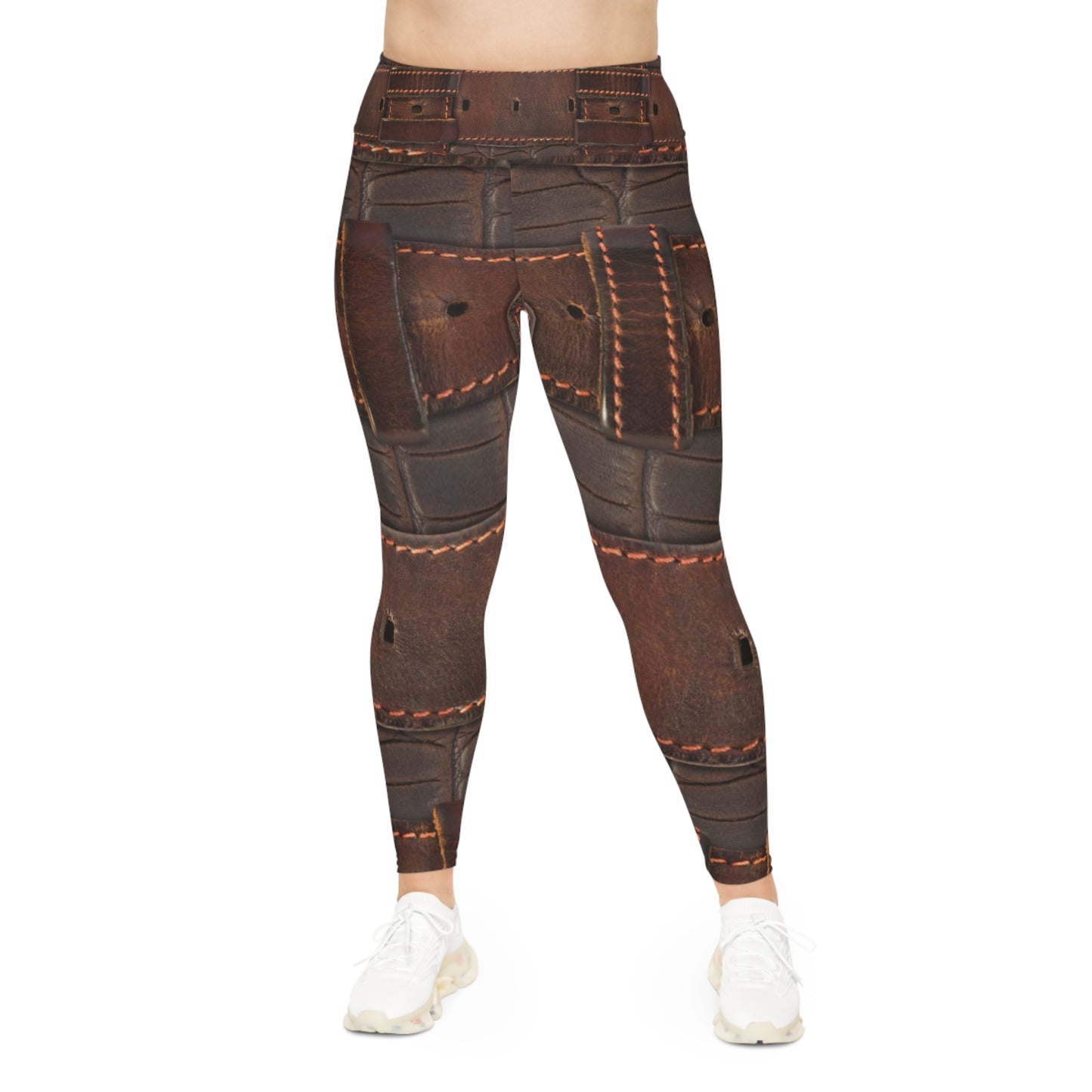 RUGGED LEATHER BUCKLE Print Plus Size Leggings-2XL-6XL