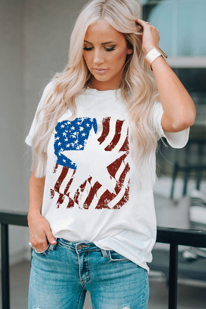 US Flag Graphic Round Neck Tee-SMALL-2XL