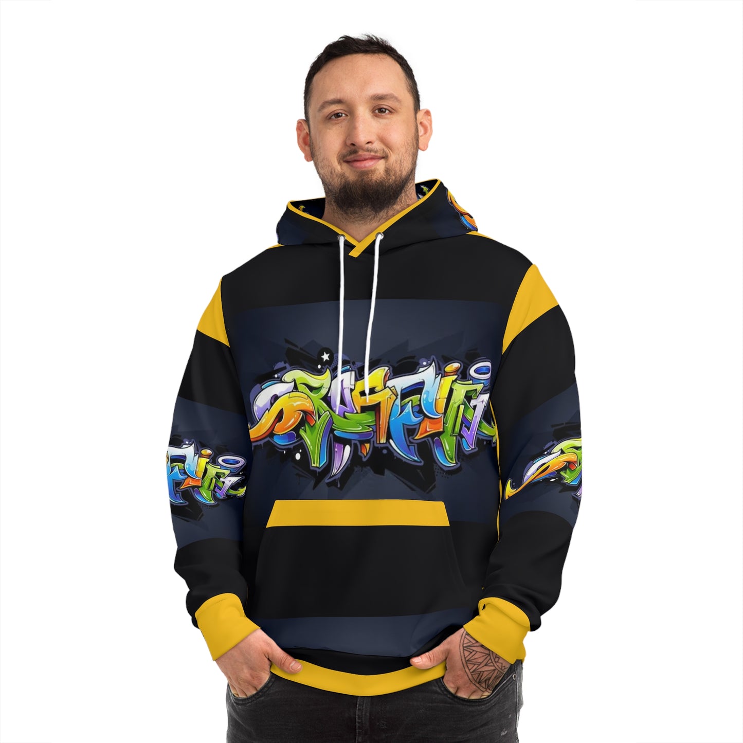 COLORFUL GRAFFITI UNISEX black/yellow Fashion Hoodie