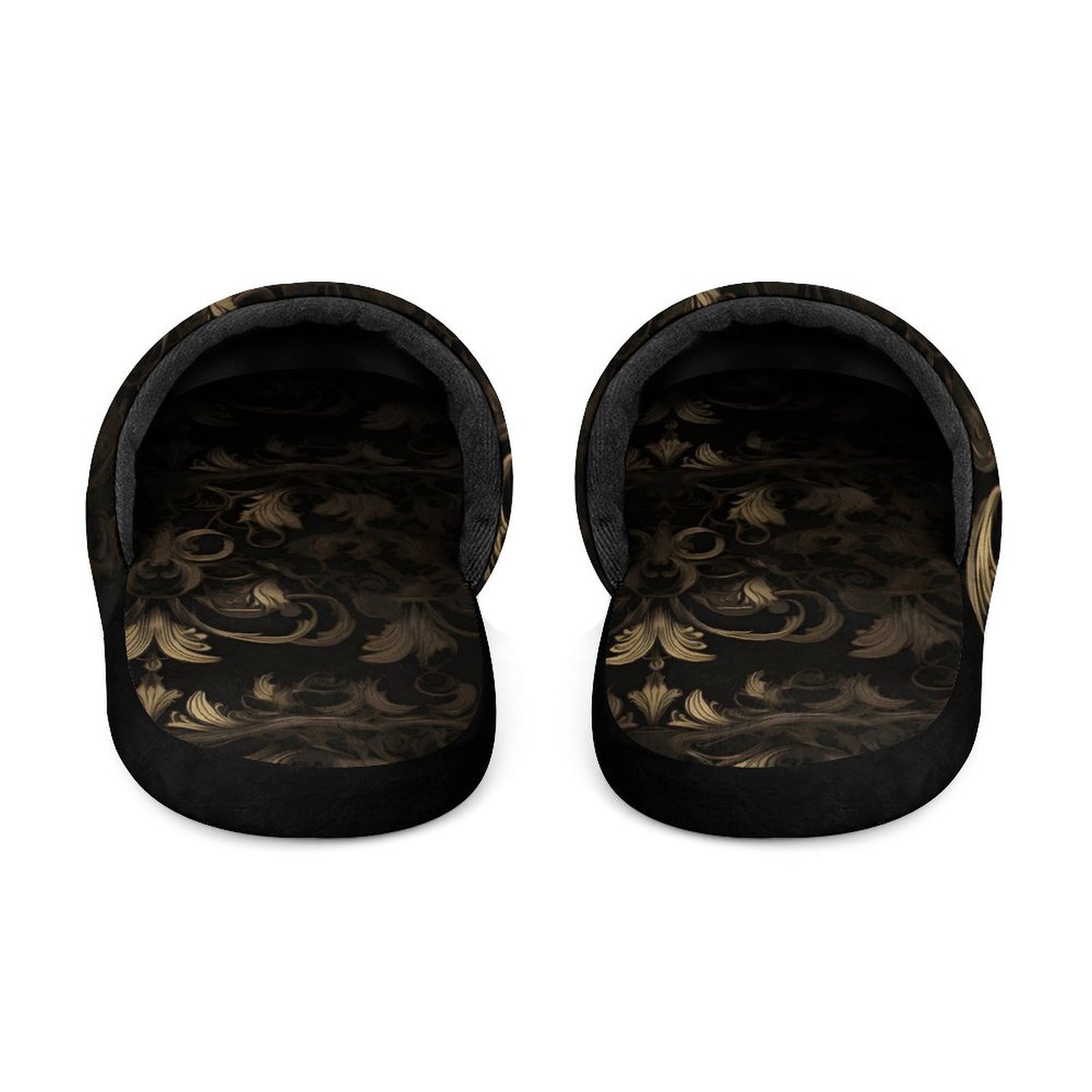BLACK & GOLD ACCENT Flannel Men's Cotton Slippers