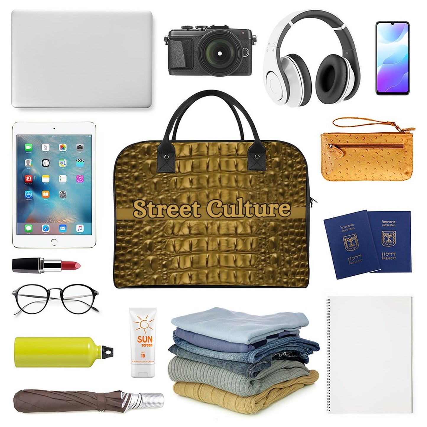 STREET CULTURE Alligator Travel Bag with double zippers (waterproof)