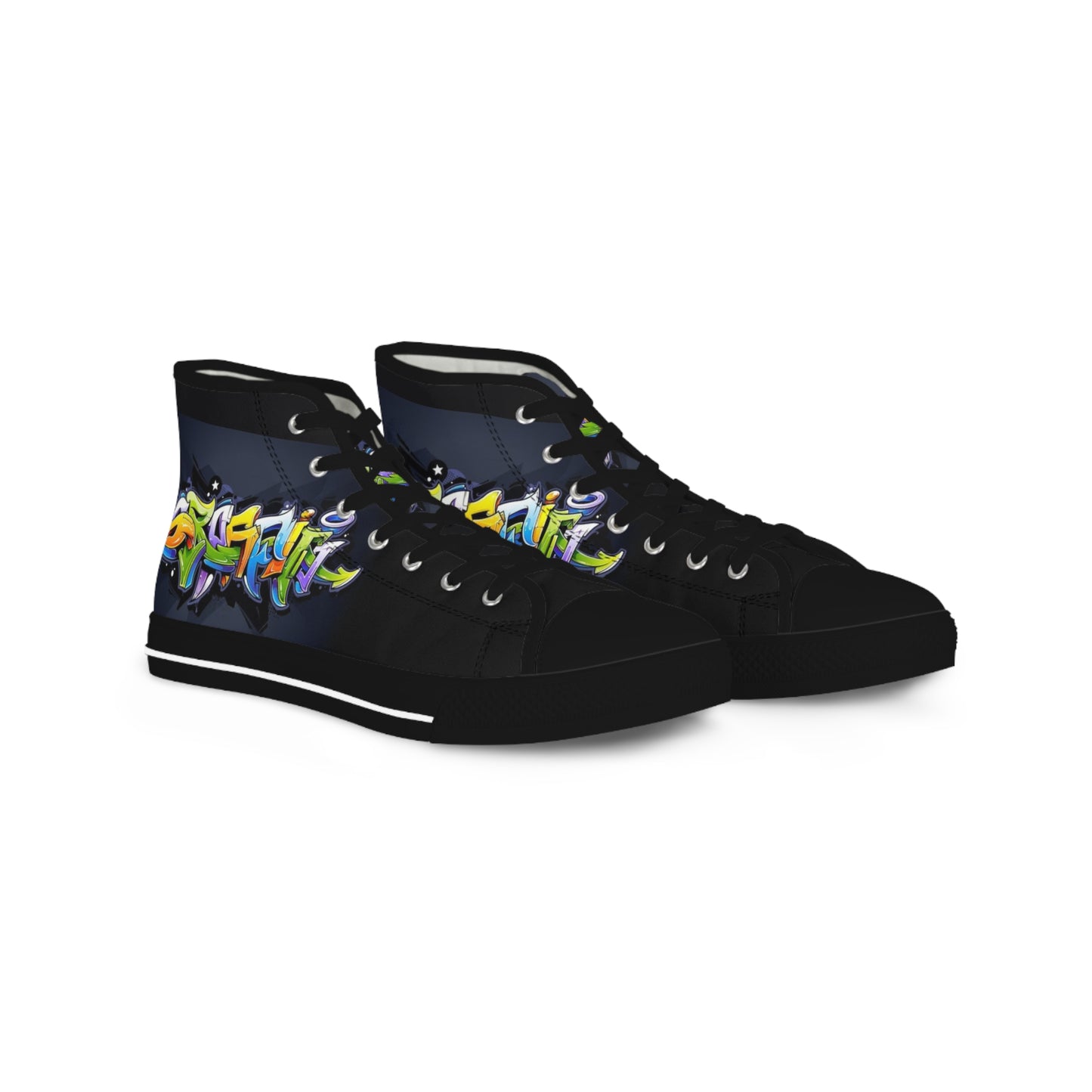 COLORFUL GRAFFITI Men's High Top Sneakers (Options: black or white bottom soles)