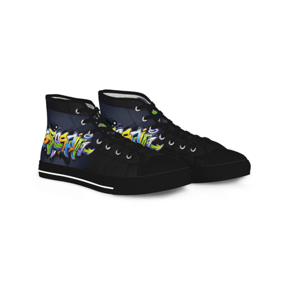 COLORFUL GRAFFITI Men's High Top Sneakers (Options: black or white bottom soles)
