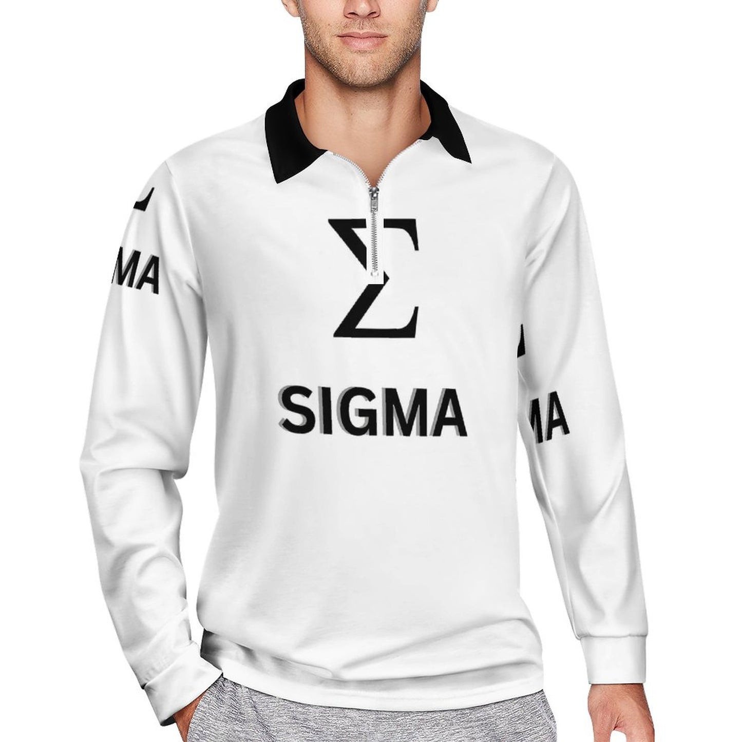 Quarter Zip Men's Long Sleeve POLO Shirt RL (All-Over Printing)