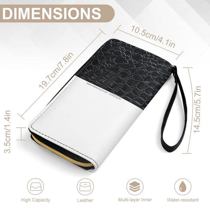 Leather Wallet with Wristlet Strap (2 Pictures on 2 Sides)