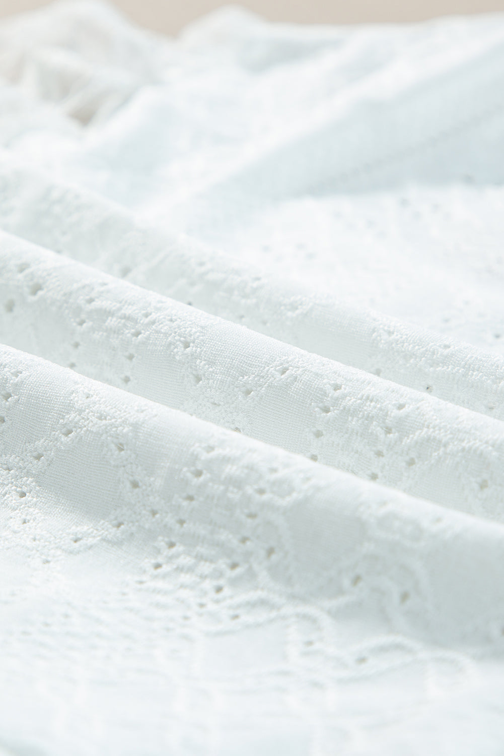 Eyelet Lace Long Sleeve Bodysuit (white/black)-SMALL-XL